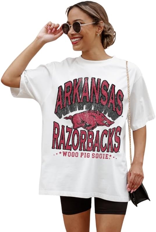 NCAA Women’s Oversized Graphic T-Shirt – Relaxed Fit Short Sleeve, Casual Game Day Top