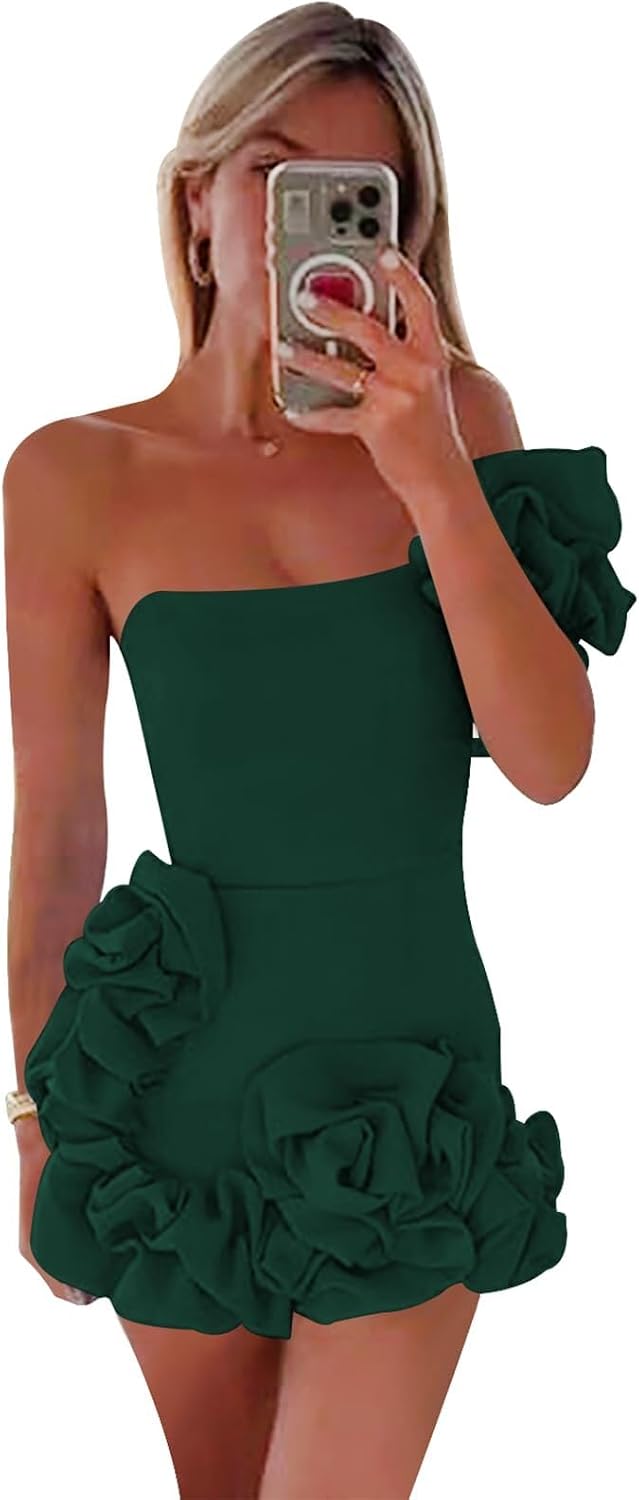 One Shoulder Satin Dress