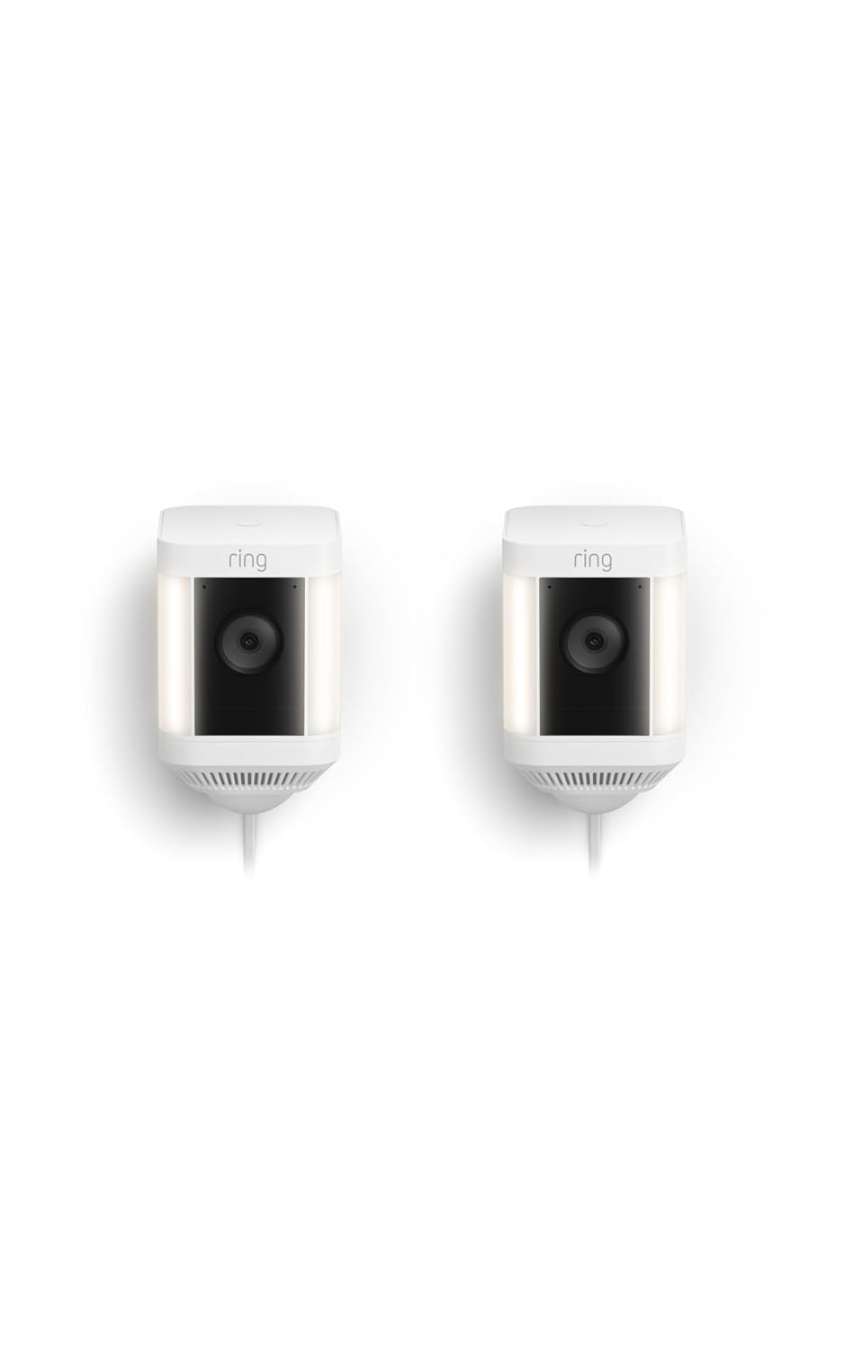 Ring Spotlight Cam Plus, Battery, Home or business security with HD video, Two-Way Talk, Color Night Vision, and Security Siren, 2-pack, White