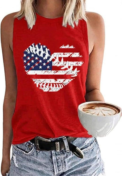 MHTOR Baseball O-Neck Tank Women Print Baseball Tanks Cute Workout Graphic Casual Summer Sleeveless Vest Top