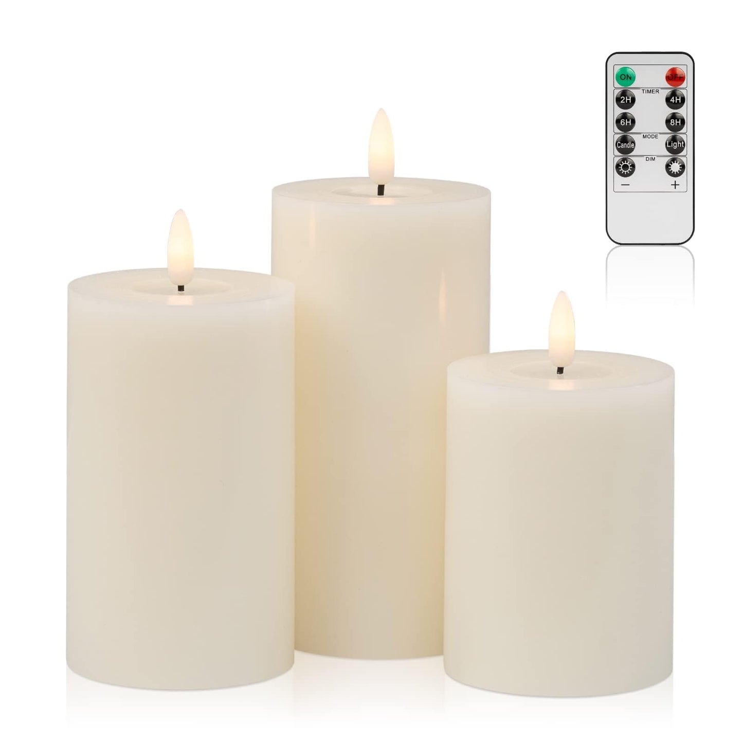 ANGELLOONG Gold Candles for Bathroom Decor, Glass Flameless Candles with Remote, Battery Operated LED Pillar Fake Candles with Timer for Christmas Home Fireplace Mantle Fall Decor