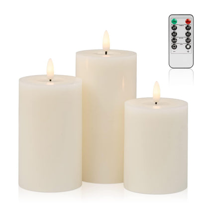 ANGELLOONG Gold Candles for Bathroom Decor, Glass Flameless Candles with Remote, Battery Operated LED Pillar Fake Candles with Timer for Christmas Home Fireplace Mantle Fall Decor