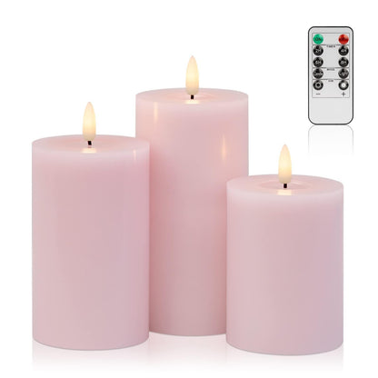ANGELLOONG Gold Candles for Bathroom Decor, Glass Flameless Candles with Remote, Battery Operated LED Pillar Fake Candles with Timer for Christmas Home Fireplace Mantle Fall Decor