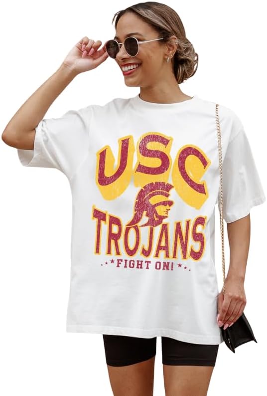 NCAA Women’s Oversized Graphic T-Shirt – Relaxed Fit Short Sleeve, Casual Game Day Top