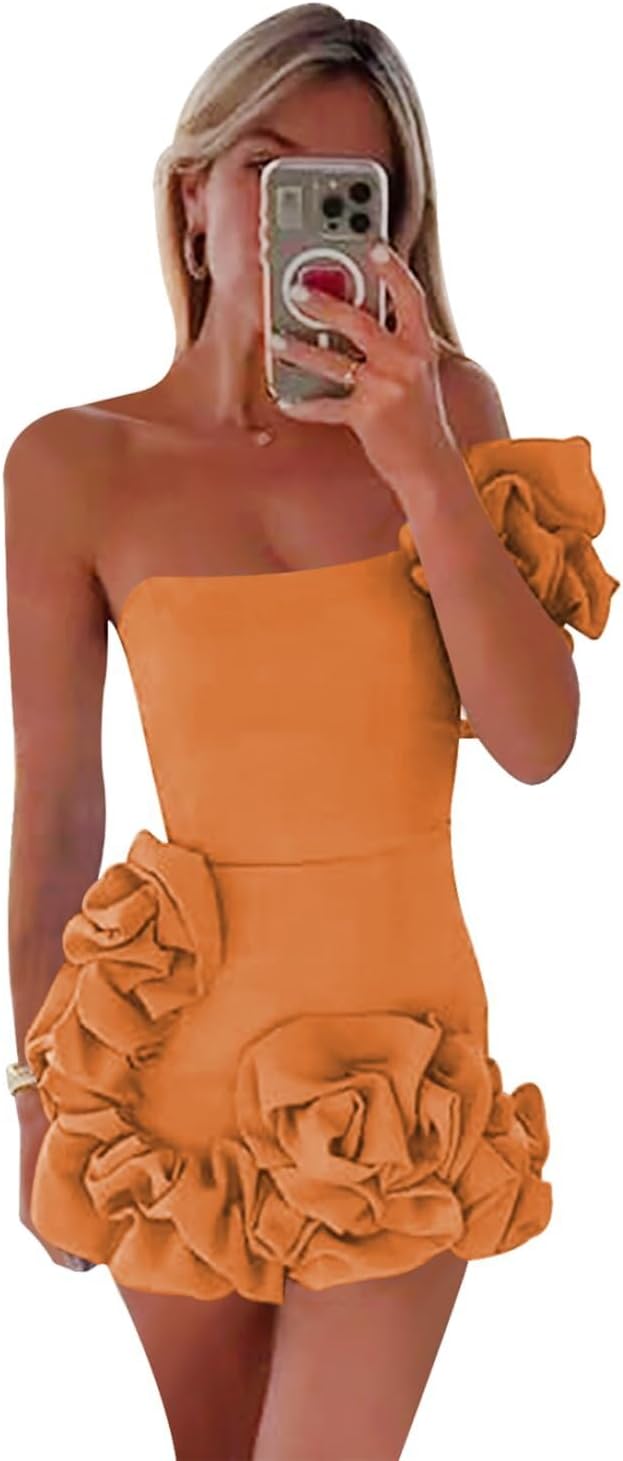 One Shoulder Satin Dress