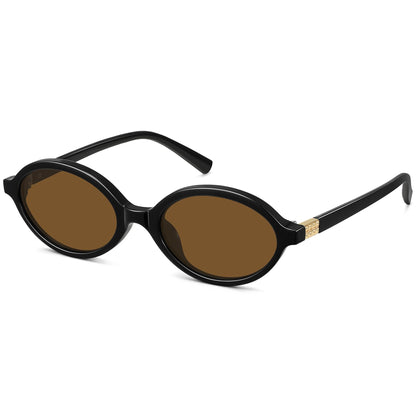 WOWSUN Retro Oval Sunglasses for Women,Slim 90s Vintage Fashion Shades