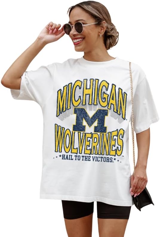 NCAA Women’s Oversized Graphic T-Shirt – Relaxed Fit Short Sleeve, Casual Game Day Top