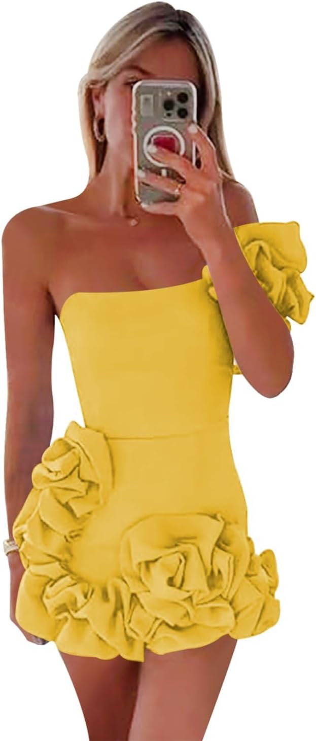 One Shoulder Satin Dress