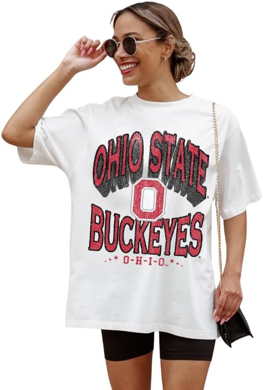 NCAA Women’s Oversized Graphic T-Shirt – Relaxed Fit Short Sleeve, Casual Game Day Top