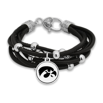 FTH Leather Cord Bracelet Silver Beads 7.5 Inch Officially Licensed