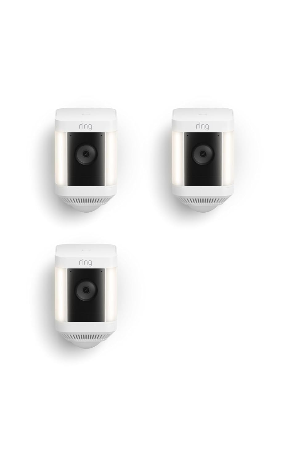 Ring Spotlight Cam Plus, Battery, Home or business security with HD video, Two-Way Talk, Color Night Vision, and Security Siren, 2-pack, White