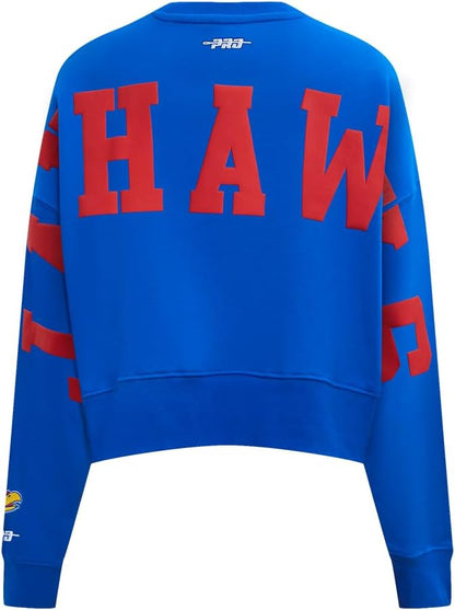 Pro Standard Womens College Wingspan Brushed Back French Terry Crewneck Sweatshirt