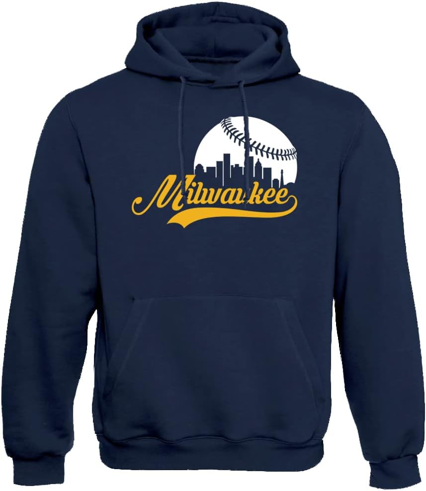 Xtreme Apparrel Cityscape Skyline Men's Hoodie Sweatshirt for Baseball Fans