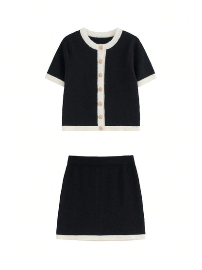 MakeMeChic Women's 2 Piece Sweater Skirt Set Old Money Outfits