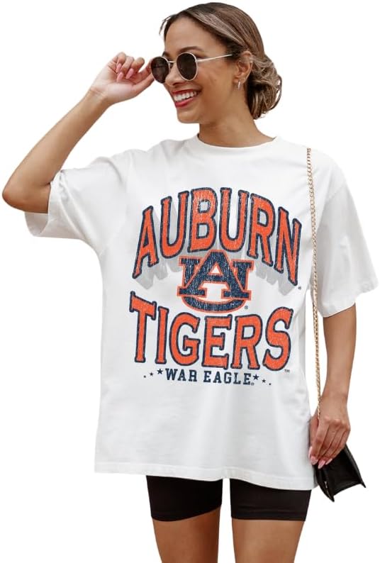 NCAA Women’s Oversized Graphic T-Shirt – Relaxed Fit Short Sleeve, Casual Game Day Top