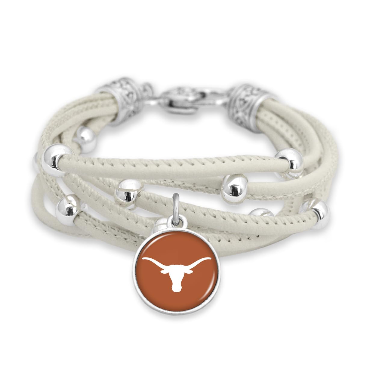 FTH Leather Cord Bracelet Silver Beads 7.5 Inch Officially Licensed