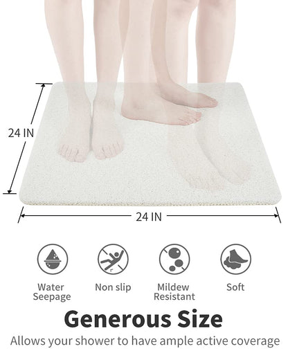 Non Slip Shower Mat, Comfortable Bath mat for Textured Surface,Quick Drying Easy Cleaning Shower Floor Mat for Wet Area,Without Suction Cups Pink 24 x 24