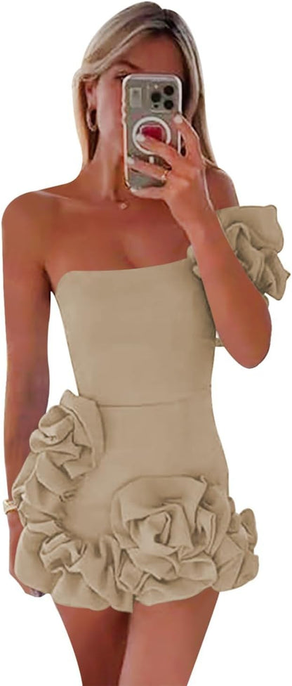 One Shoulder Satin Dress