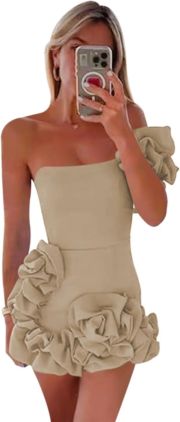 One Shoulder Satin Dress