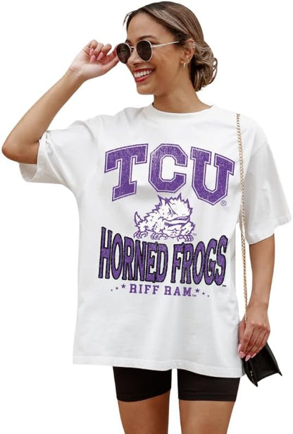 NCAA Women’s Oversized Graphic T-Shirt – Relaxed Fit Short Sleeve, Casual Game Day Top