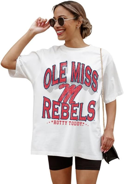 NCAA Women’s Oversized Graphic T-Shirt – Relaxed Fit Short Sleeve, Casual Game Day Top