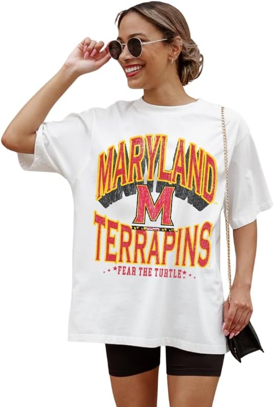 NCAA Women’s Oversized Graphic T-Shirt – Relaxed Fit Short Sleeve, Casual Game Day Top