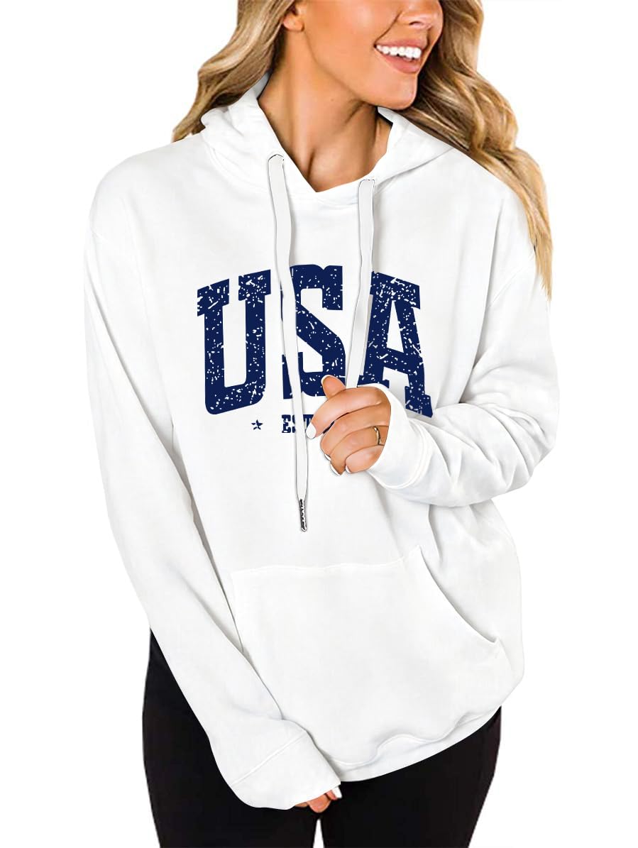 REVETRO Womens Sweatshirt USA Flag