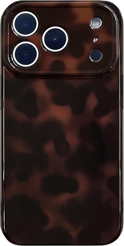 Aesthetic Tortoise Shell Phone Case for iPhone 17 Pro 6.3in,Retro Cool Girl Leopard Print Brown Amber Trendy Full Camera Protective Cover for iPhone 17pro 6.3"