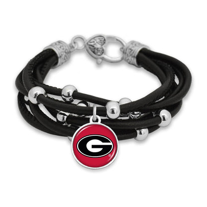 FTH Leather Cord Bracelet Silver Beads 7.5 Inch Officially Licensed