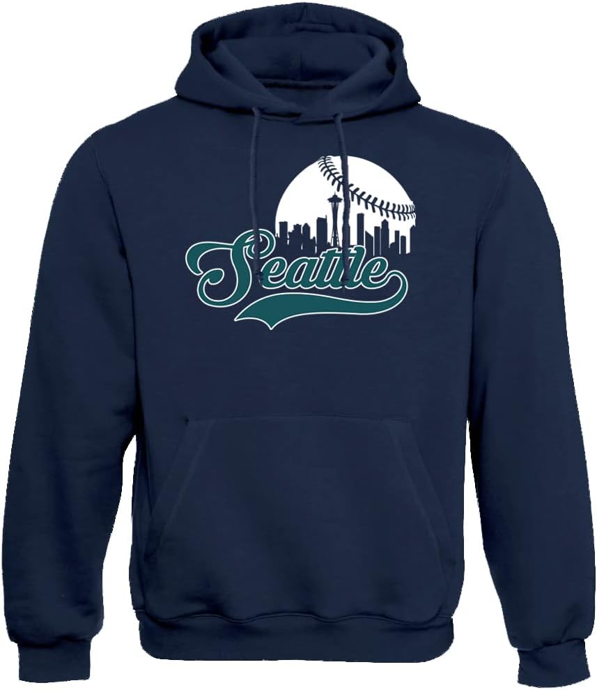 Xtreme Apparrel Cityscape Skyline Men's Hoodie Sweatshirt for Baseball Fans