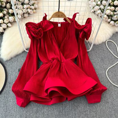Ruffled-waist Blouse For Women Niche Style
