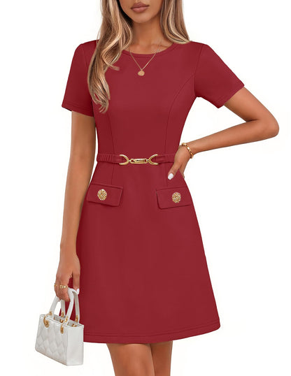 MEROKEETY Women's Summer Business Casual Work Office Mini Dress