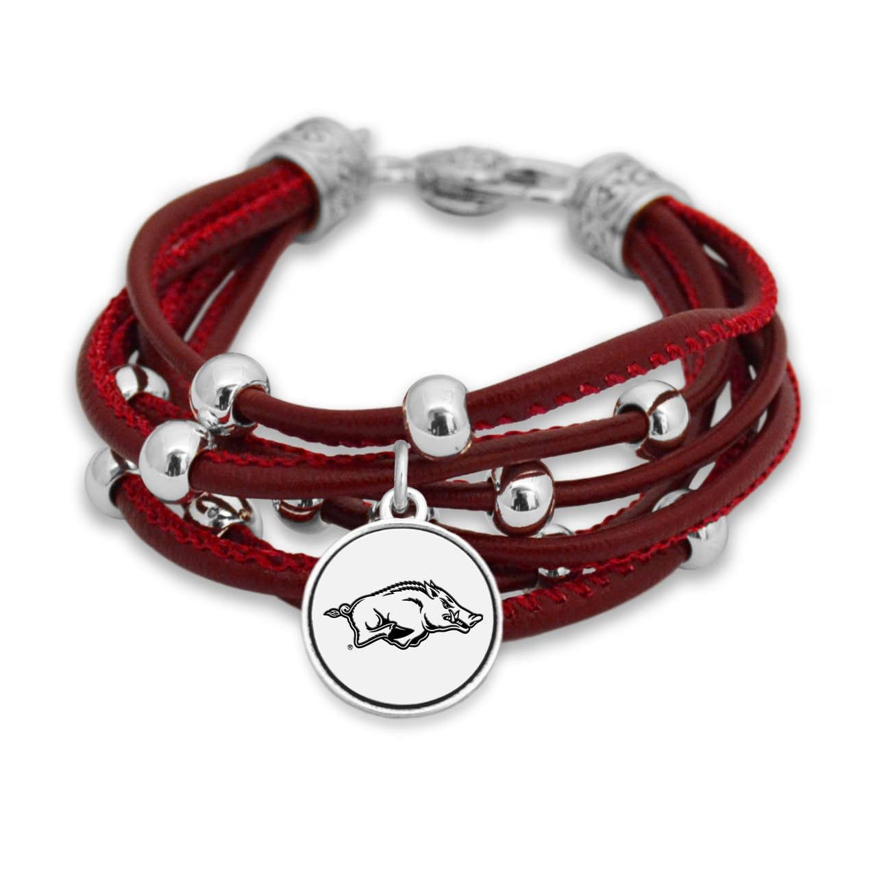 FTH Leather Cord Bracelet Silver Beads 7.5 Inch Officially Licensed