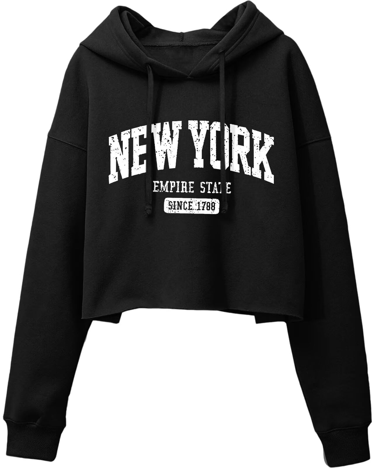 ORANDESIGNE Woman Graphic Print Cropped Hoodie Long Sleeve Fleece Pullover | 60% Cotton,Soft Fleece Fabric,Durable Letter Graphic Print,Drop Shoulder,Loose Fit,Easy Care,Going Out,Fall&Winter Casual