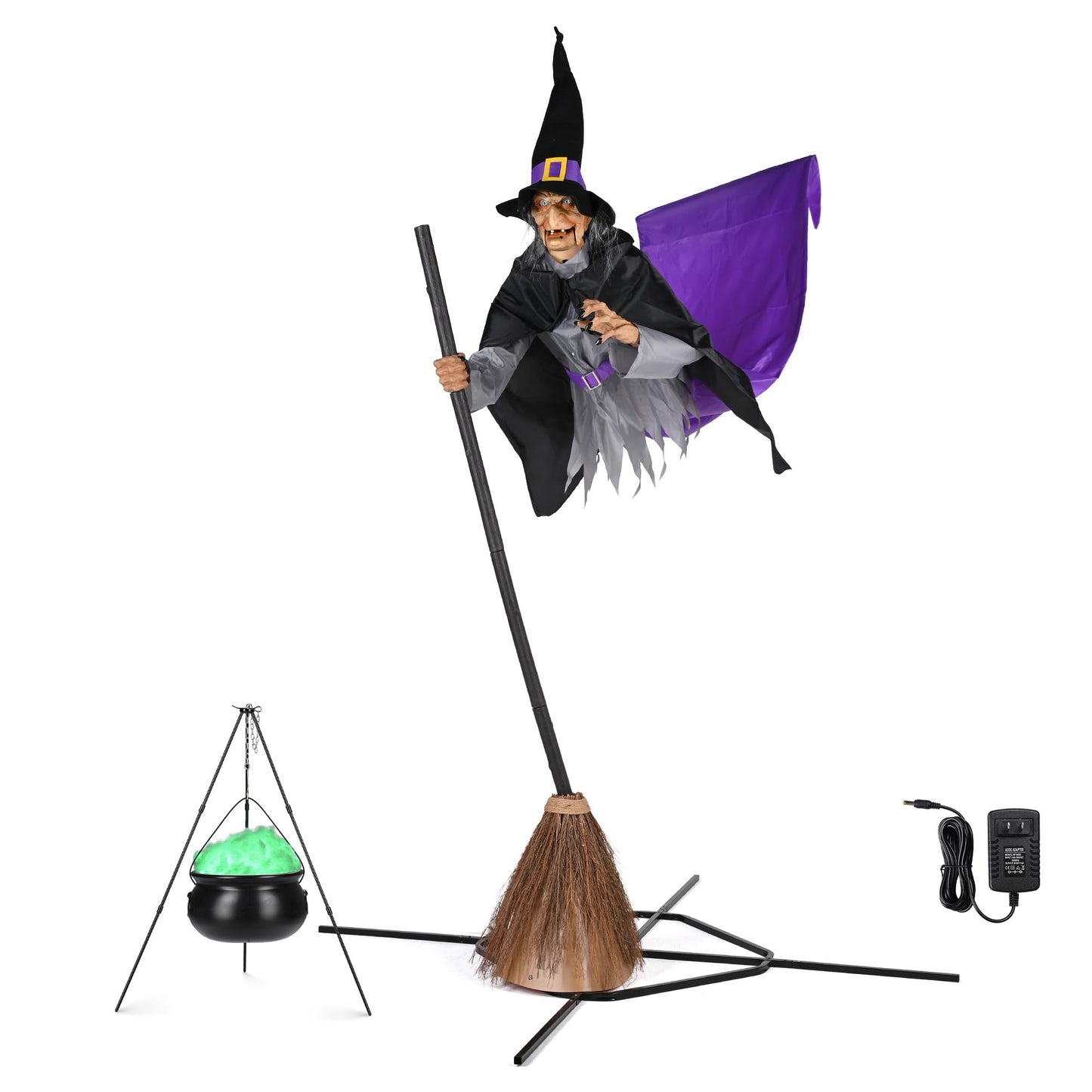 AW 9Ft Animatronics Flying Witch Hovering Broom Animated AC 100V-240V Halloween Outdoor Decoration Motion Activated 2026