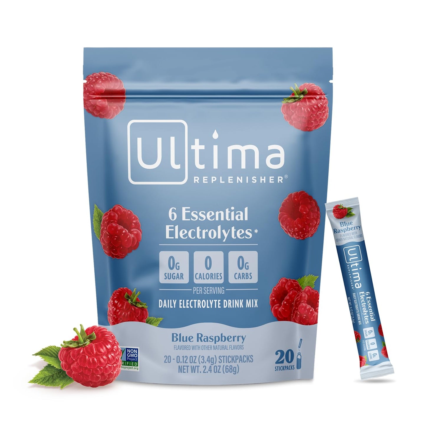Ultima Replenisher Electrolyte Hydration Powder, Grape, 20 Count Stickpacks Pouch - Sugar Free, 0 Calories, 0 Carbs - Gluten-Free, Keto, Non-GMO with Magnesium, Potassium