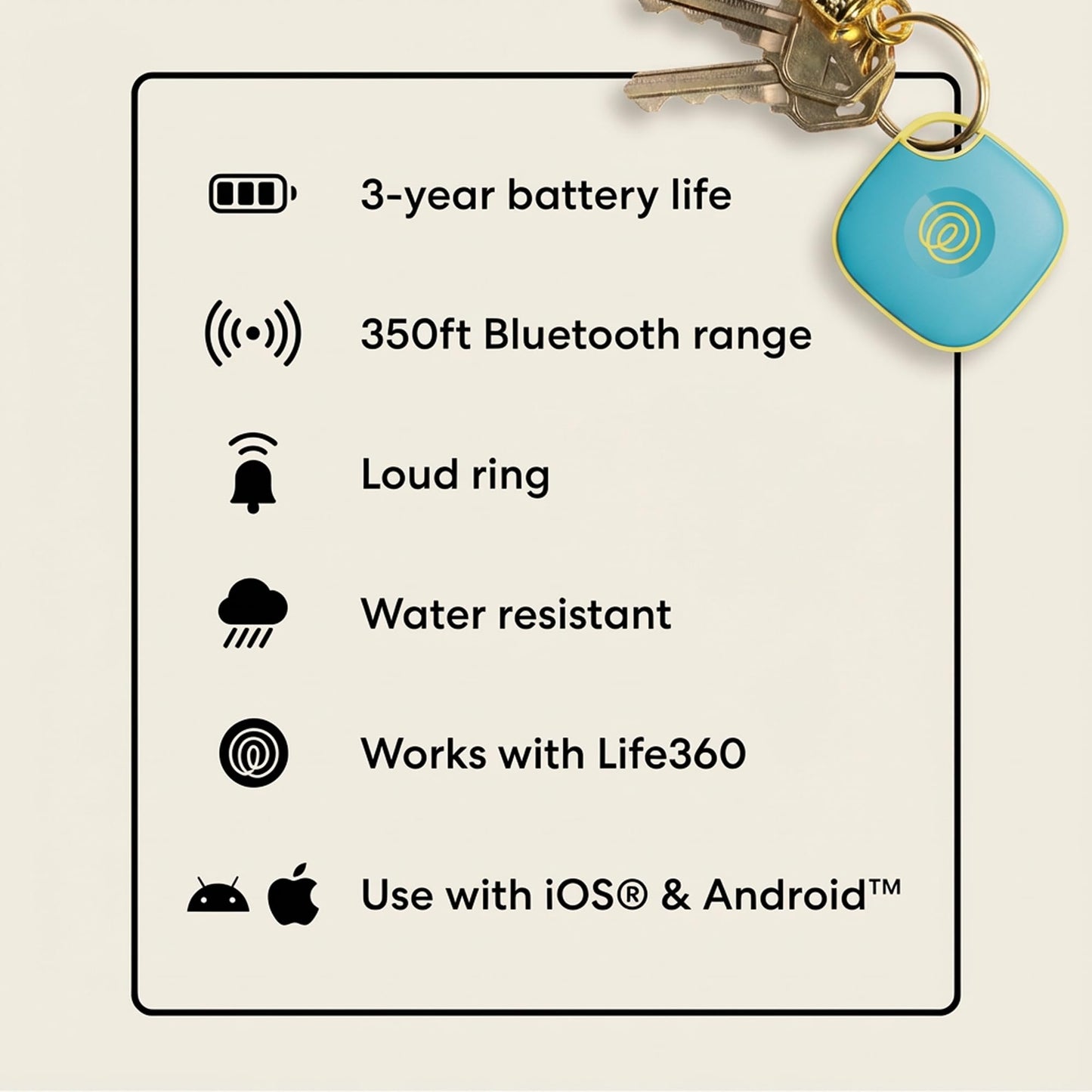 Life360 Tile - Bluetooth Tracker, Keys Finder and Item Locator for Keys, Bags and More. Phone Finder. Both iOS and Android Compatible. 1-Pack (Green Surf)