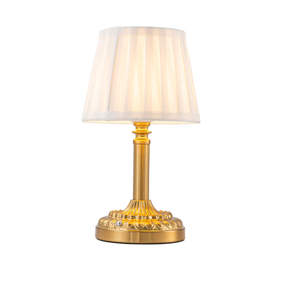 Cordless Table Lamp with Touch Control, Small LED Bedside Lamp with Pleated Shade, 3 Brightness Levels Nightstand Lamp for Bedroom, Living Room & Dorm Room