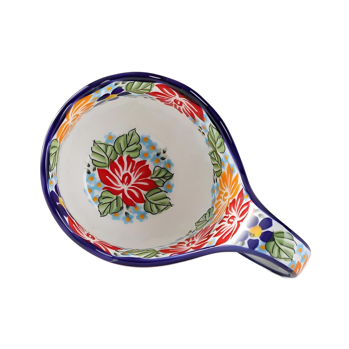 ALMA Handpainted Microwavable Soup Bowl with Loop Handle 18.6oz, Cereal Bowl With Handle Great for Berry, Fruits, Chili, Stew, Ice cream,Floral Soup Mug for Women