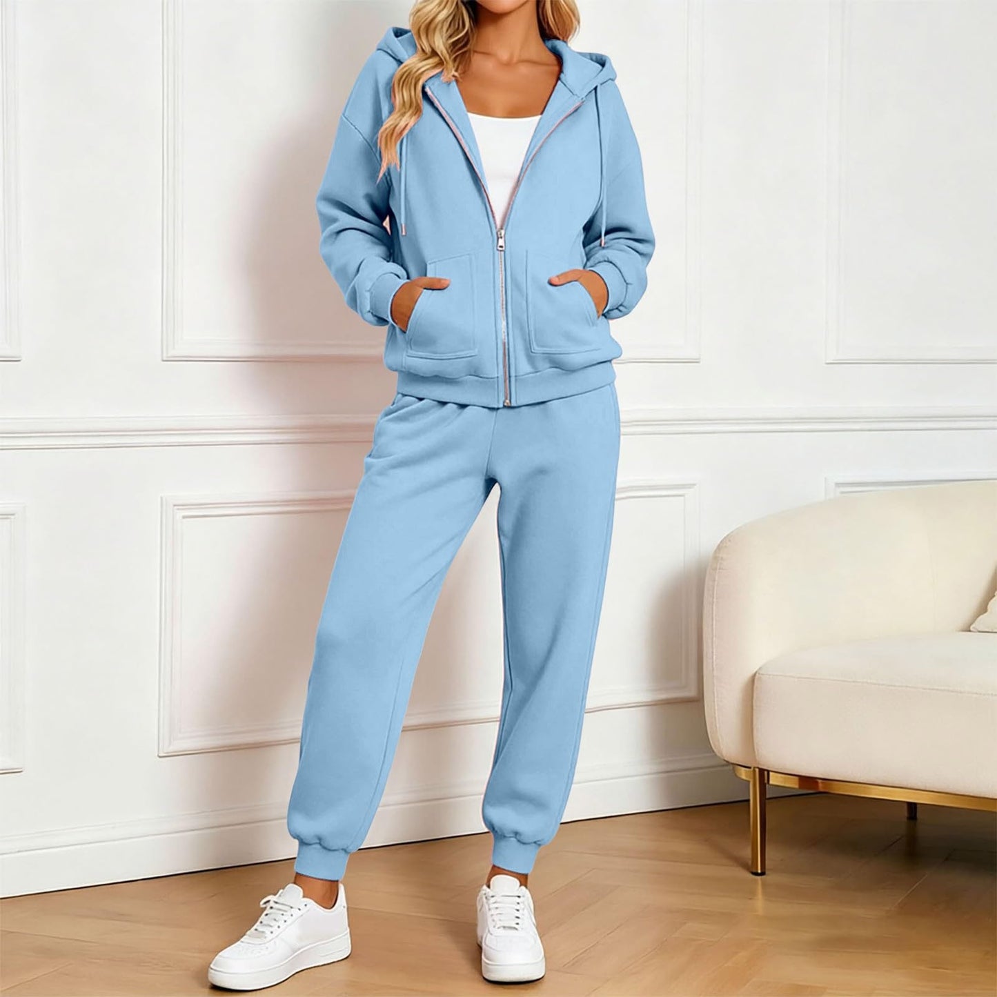 Jogger Sets For Women 2 Piece Zip Up Hoodie And Joggers Baggy Sweatsets