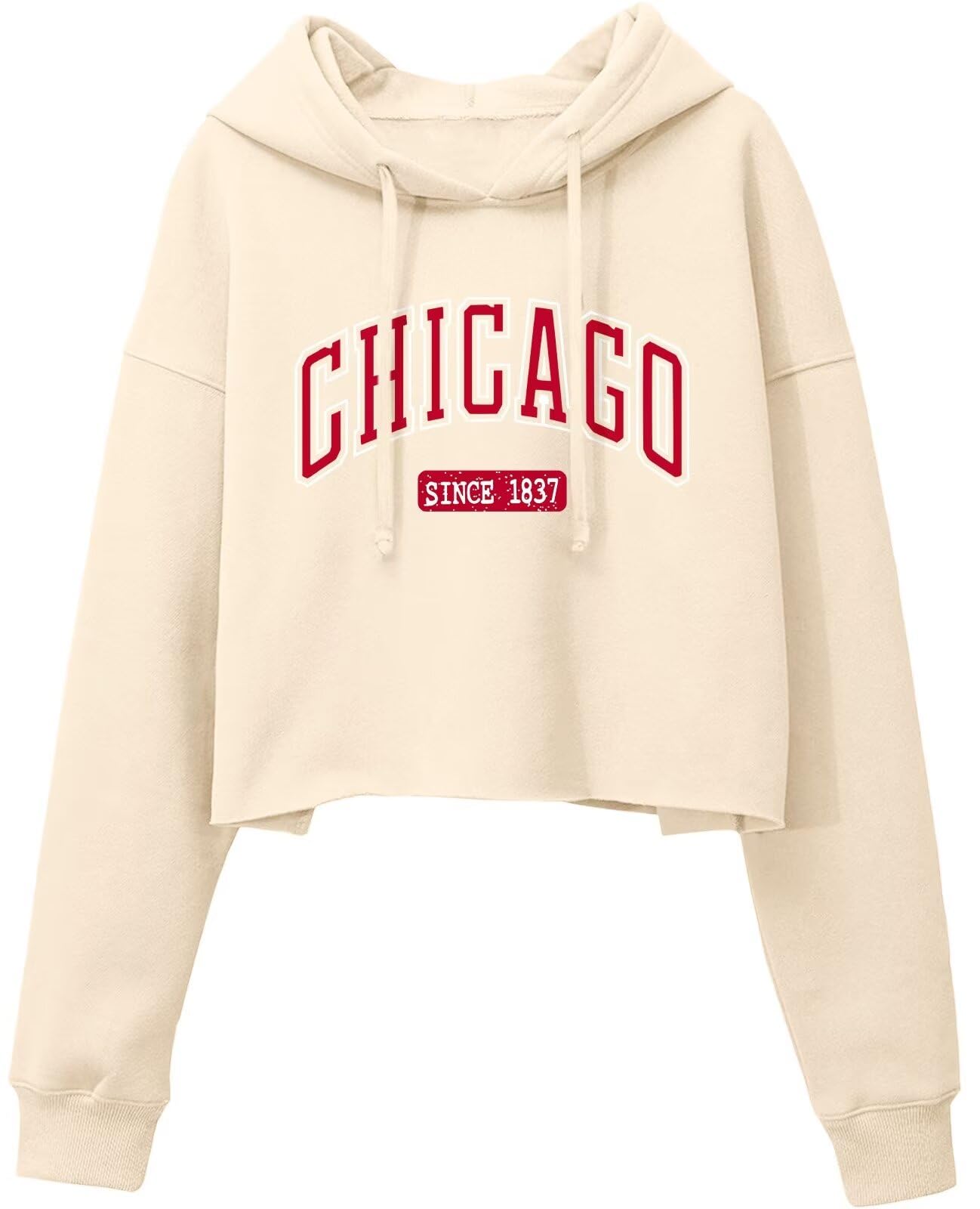 ORANDESIGNE Woman Graphic Print Cropped Hoodie Long Sleeve Fleece Pullover | 60% Cotton,Soft Fleece Fabric,Durable Letter Graphic Print,Drop Shoulder,Loose Fit,Easy Care,Going Out,Fall&Winter Casual