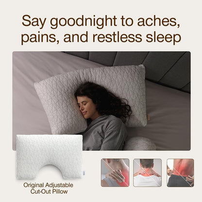 Coop Home Goods Original Adjustable Pillow, Queen Size Bed Pillows for Sleeping, Cross Cut Memory Foam Pillows - Medium Firm Back, Stomach and Side Sleeper Pillow, CertiPUR-US/GREENGUARD Gold
