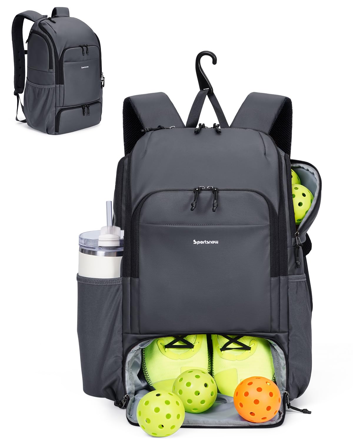 sportsnew Waterproof Pickleball Bag Men Women W/Shoe Compartment Fence Hook
