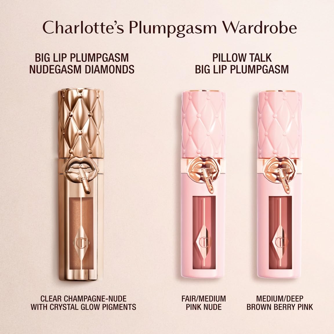 Charlotte Tilbury Big Lip Plumpgasm Lip Gloss - Gift Set Essential - Hydrating Plumper with Hyaluronic Acid & Heat + Ice Technology - Perfect for Pairing with Makeup Favorites