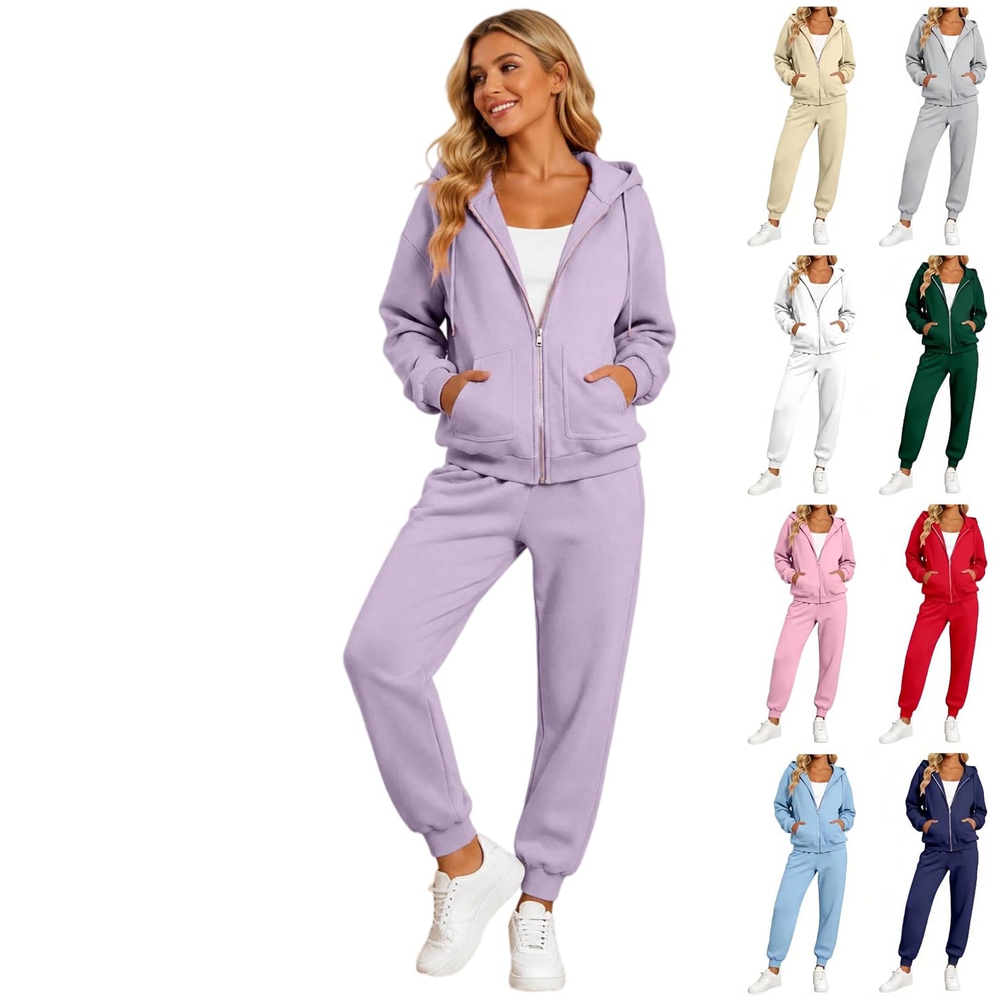 Jogger Sets For Women 2 Piece Zip Up Hoodie And Joggers Baggy Sweatsets