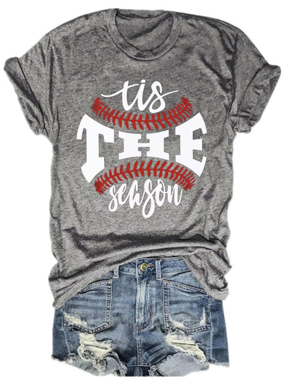 Baseball Shirts Women Tis The Season Baseball Mom T-Shirts Letter Print Graphic Tee Tops