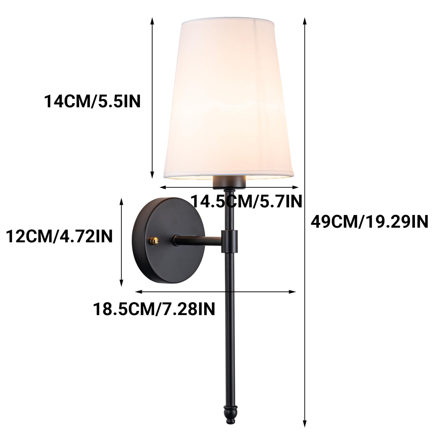 YHCDLAMP Battery Operated Wall Sconce Light with Remote Control, Dimmable Wall Sconce Set of 2 with White Fabric Shade, Wireless Battery Operated Wall Lamp for Bedroom Living Room, Bulb Included
