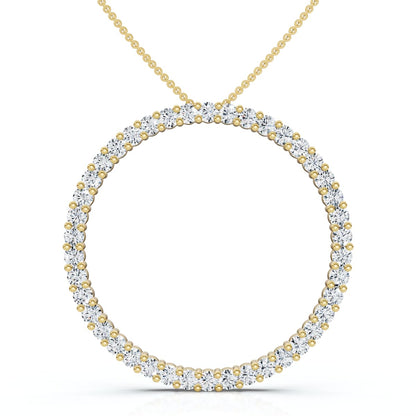 Pompeii 1 Ct Real Diamond Circle Of Life Eternity Round Pendant 14K White or Yellow Gold