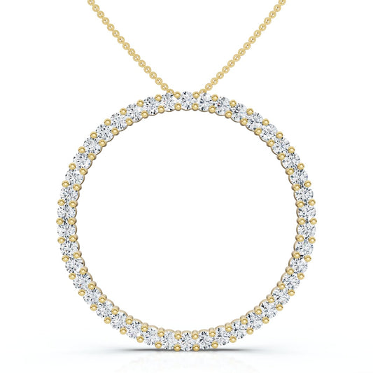 Pompeii 1 Ct Real Diamond Circle Of Life Eternity Round Pendant 14K White or Yellow Gold