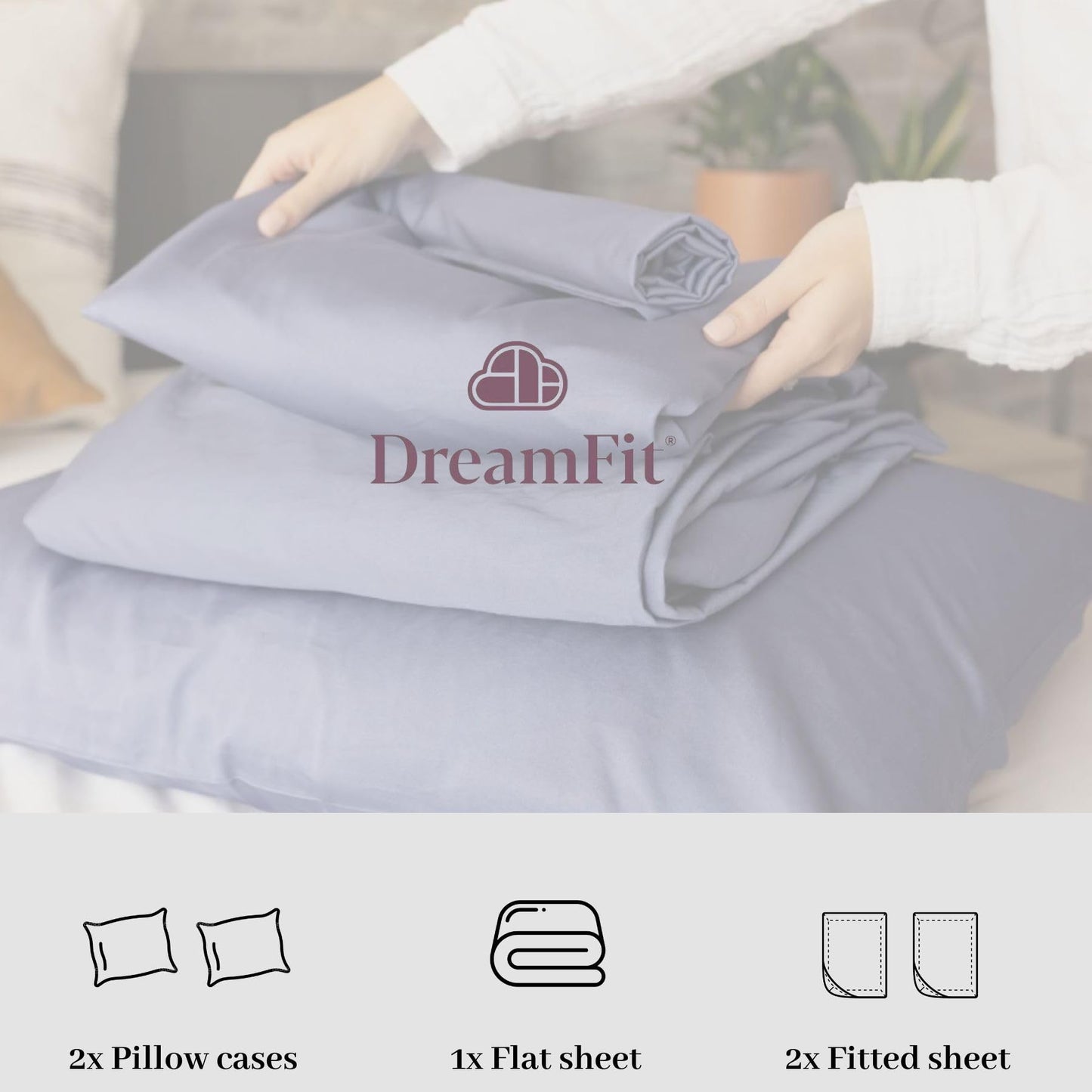 DreamFit DreamCool 100% Egyptian Cotton Cooling Bed Sheet Set